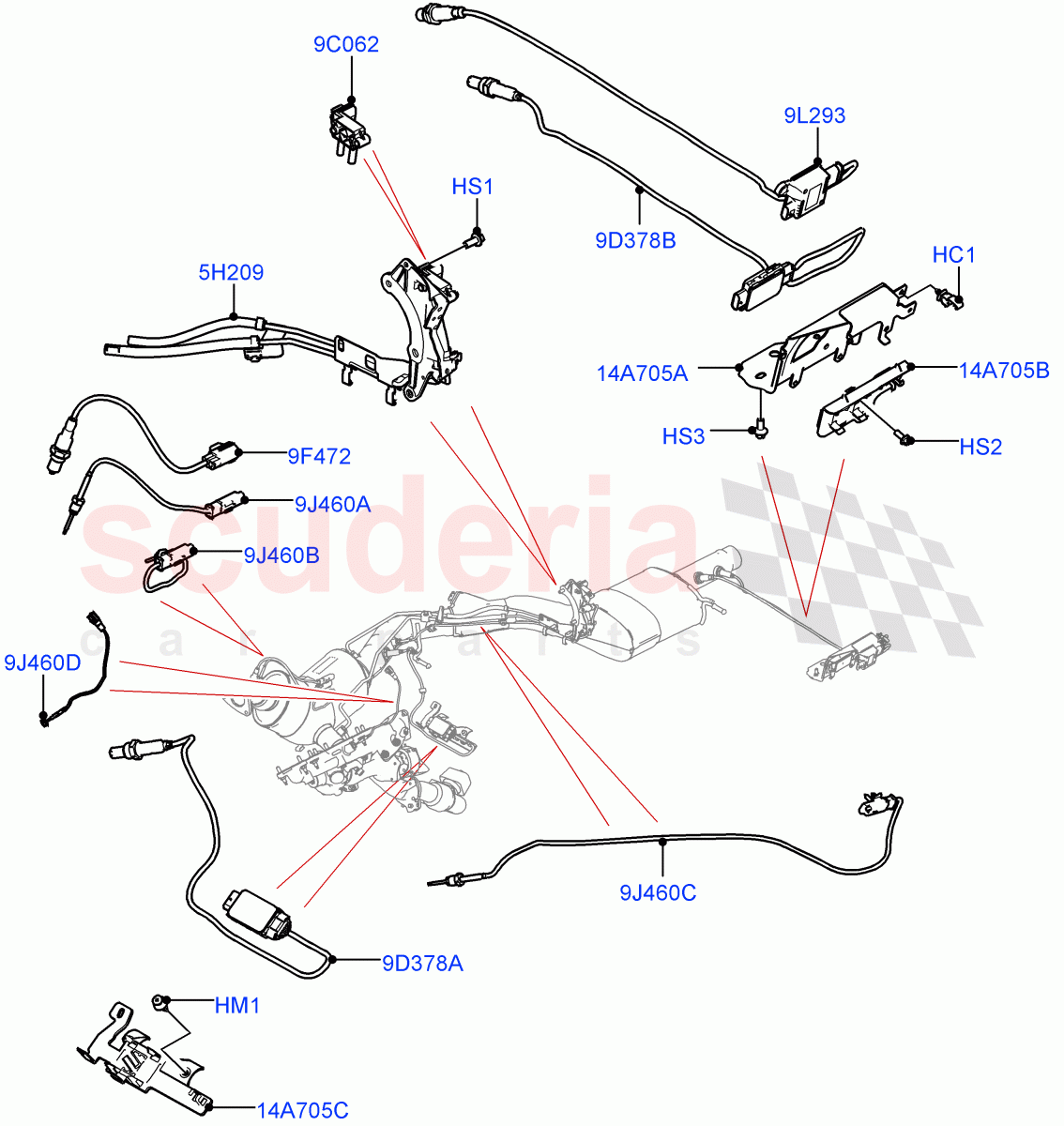 Exhaust Sensors And Modules(4.4L DOHC DITC V8 Diesel,EU6D Diesel + DPF Emissions)((V)FROMKA000001) of Land Rover Land Rover Range Rover (2012-2021) [4.4 DOHC Diesel V8 DITC]