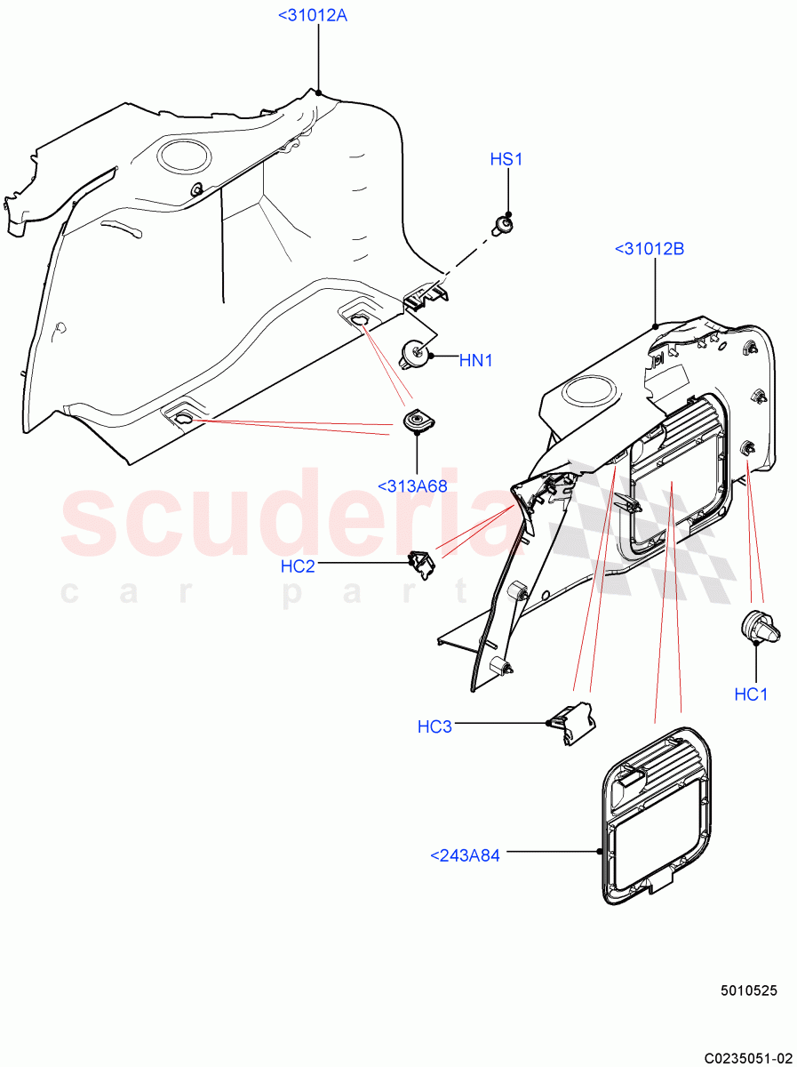 Side Trim(Luggage Compartment)(3 Door,Halewood (UK),5 Door) of Land Rover Land Rover Range Rover Evoque (2012-2018) [2.0 Turbo Petrol AJ200P]