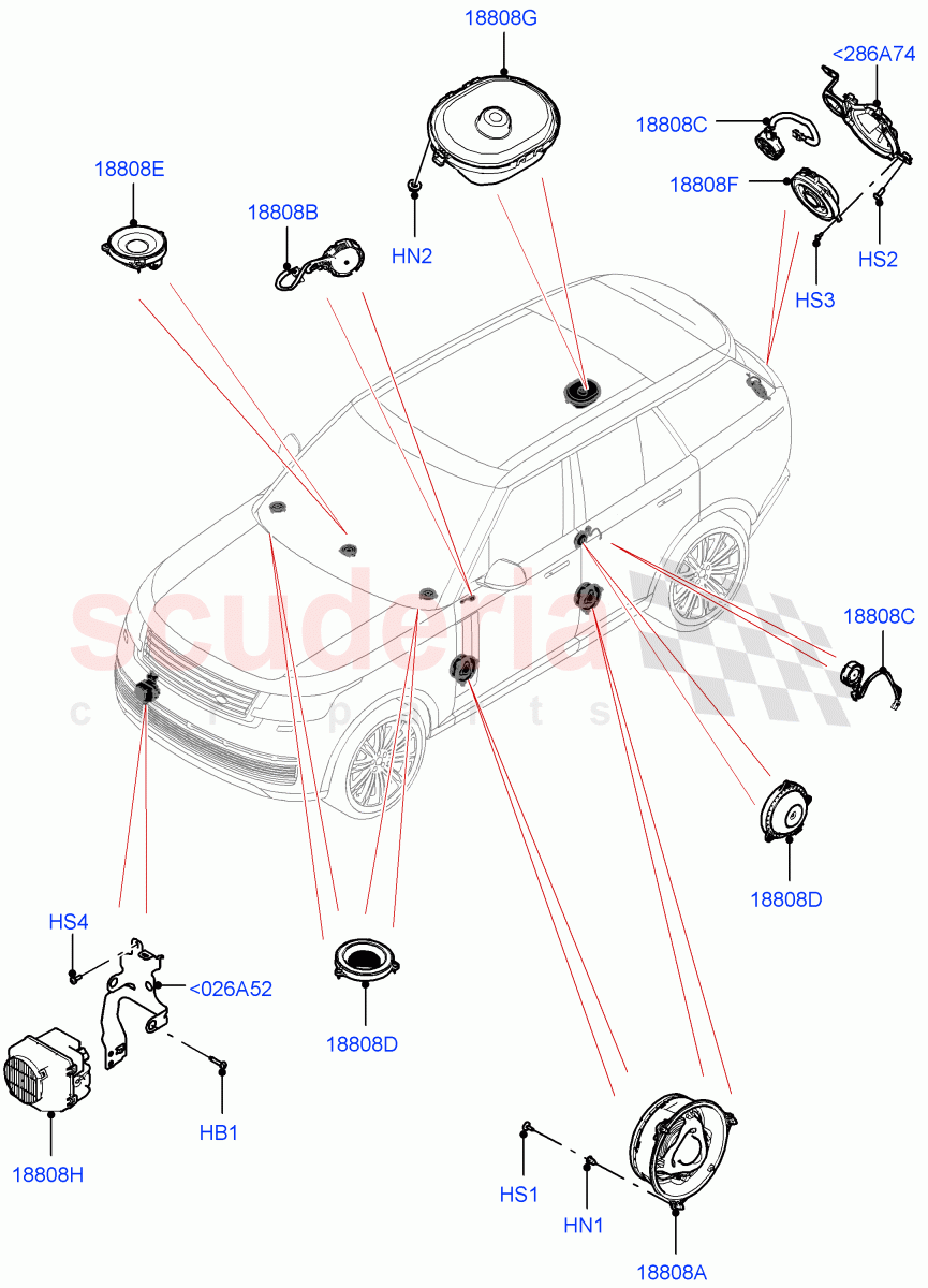 Speakers (Hi Line Audio System - 600 W) of Land Rover Land Rover Range Rover (2022+) [3.0 I6 Turbo Petrol AJ20P6]