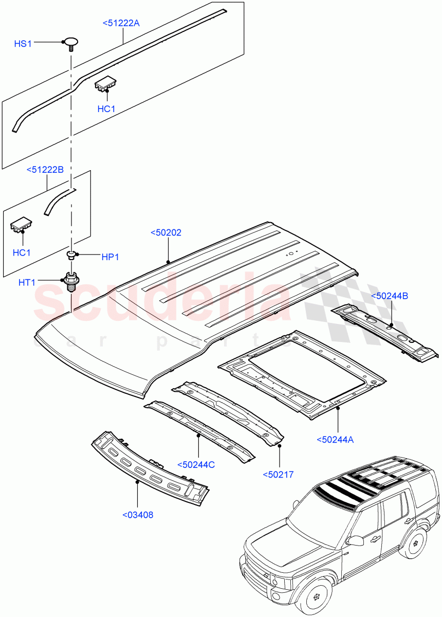 Roof - Sheet Metal(Less Sun Roof)((V)FROMAA000001) of Land Rover Land Rover Discovery 4 (2010-2016) [3.0 Diesel 24V DOHC TC]