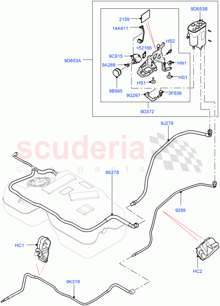 Fuel Lines(Rear)(2.0L I4 Mid DOHC AJ200 Petrol,(+)"CDN/MEX/USA",Fuel Tank Filler Neck - DMTL,2.0L I4 High DOHC AJ200 Petrol)((V)FROMJH000001) of Land Rover Land Rover Discovery Sport (2015+) [2.0 Turbo Petrol AJ200P]