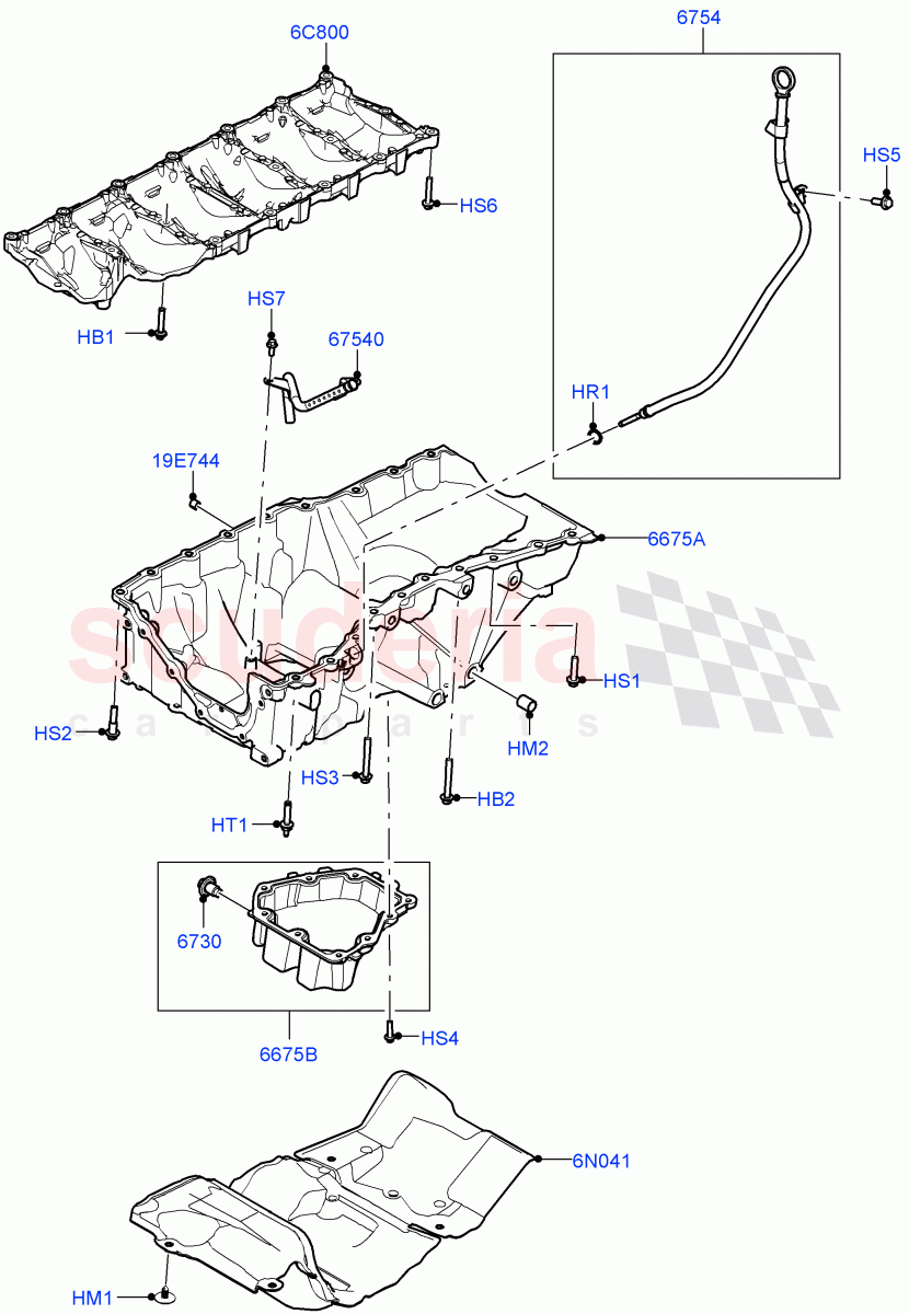 Oil Pan/Oil Level Indicator (3.0L AJ20P6 Petrol High, 3.0L AJ20P6 Petrol PHEV) of Land Rover Land Rover Range Rover (2022+) [3.0 I6 Turbo Petrol AJ20P6]