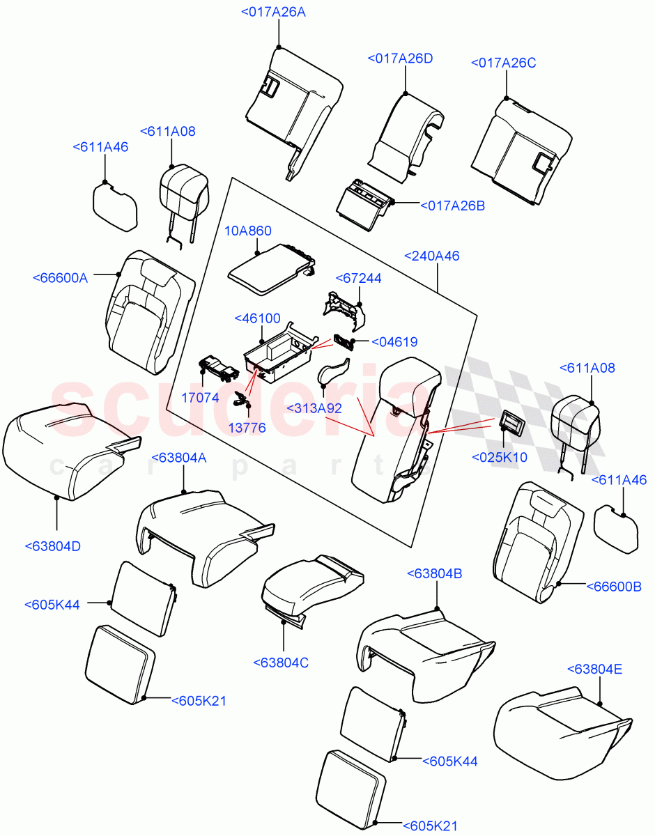 Rear Seat Covers(Semi Aniline Leather Perf,40/20/40 Super Slouch Rear Seat)((V)FROMJA000001) of Land Rover Land Rover Range Rover (2012-2021) [3.0 Diesel 24V DOHC TC]