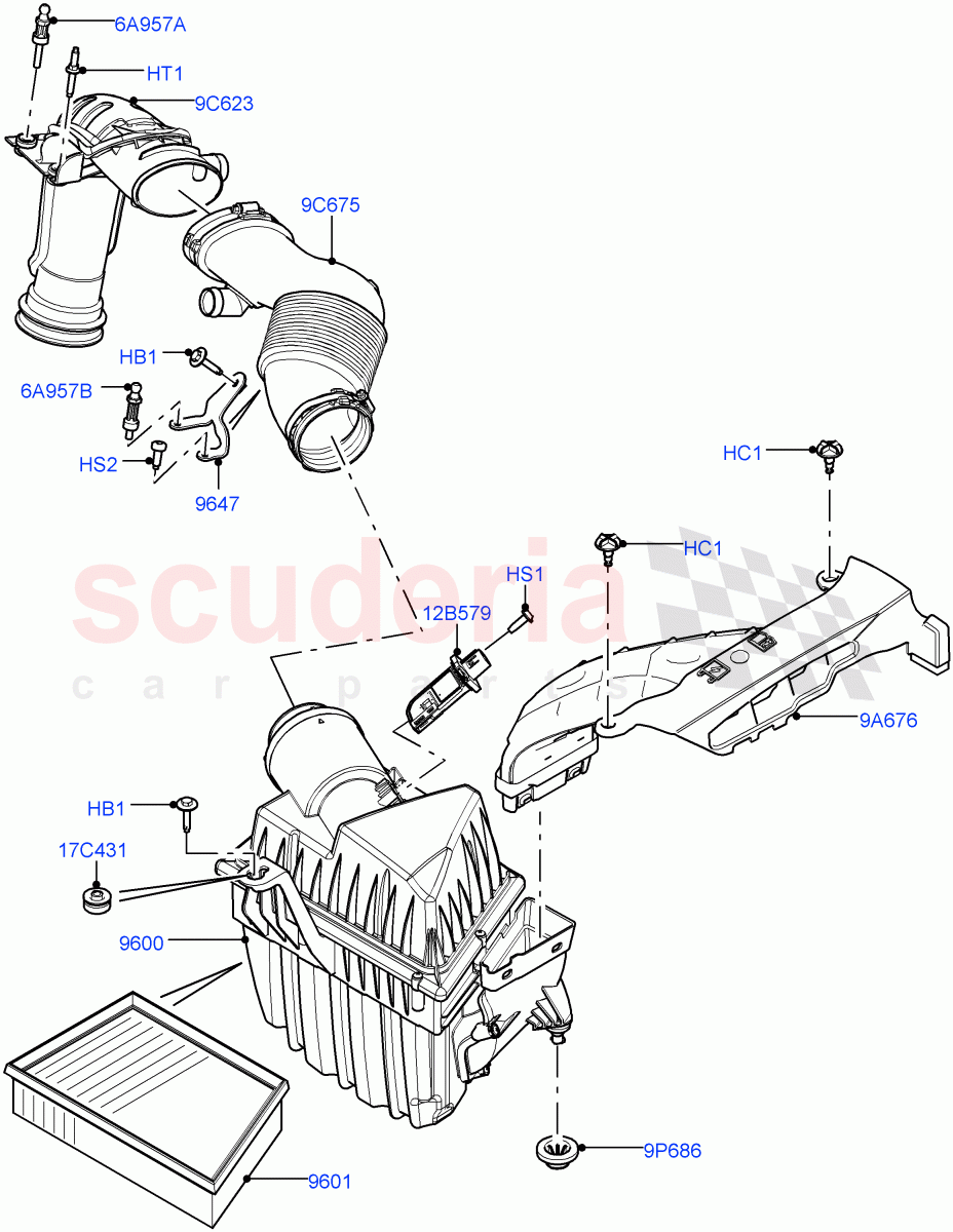 Air Cleaner(2.0L 16V TIVCT T/C Gen2 Petrol,Halewood (UK),2.0L 16V TIVCT T/C 240PS Petrol) of Land Rover Land Rover Discovery Sport (2015+) [2.0 Turbo Petrol GTDI]