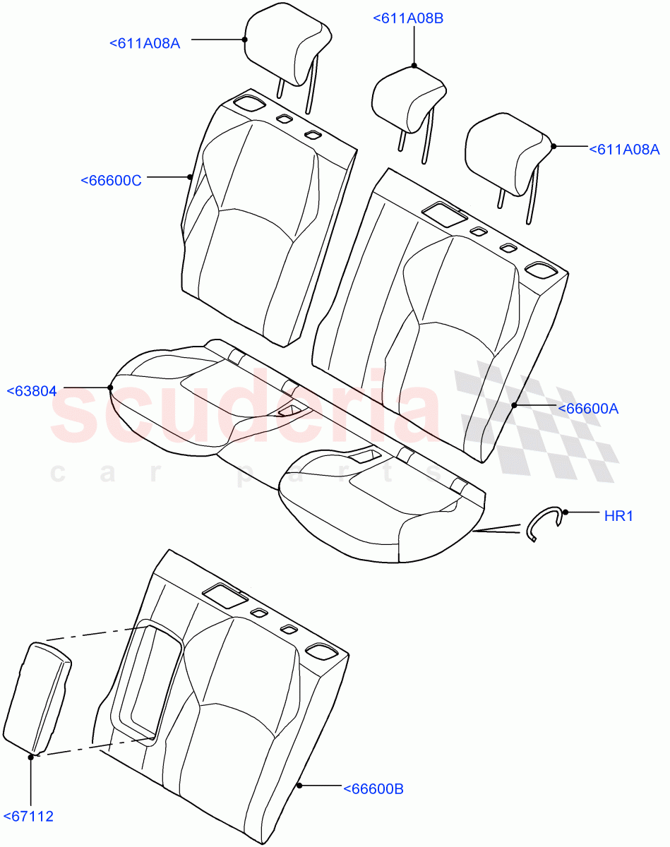 Rear Seat Covers(Grained Cloth,Halewood (UK))((V)FROMGH000001) of Land Rover Land Rover Range Rover Evoque (2012-2018) [2.0 Turbo Petrol GTDI]