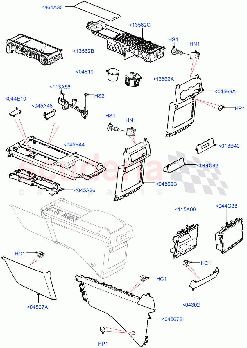 Console - Floor(External Components, Solihull Plant Build)((V)FROMHA000001) of Land Rover Land Rover Discovery 5 (2017+) [3.0 I6 Turbo Petrol AJ20P6]