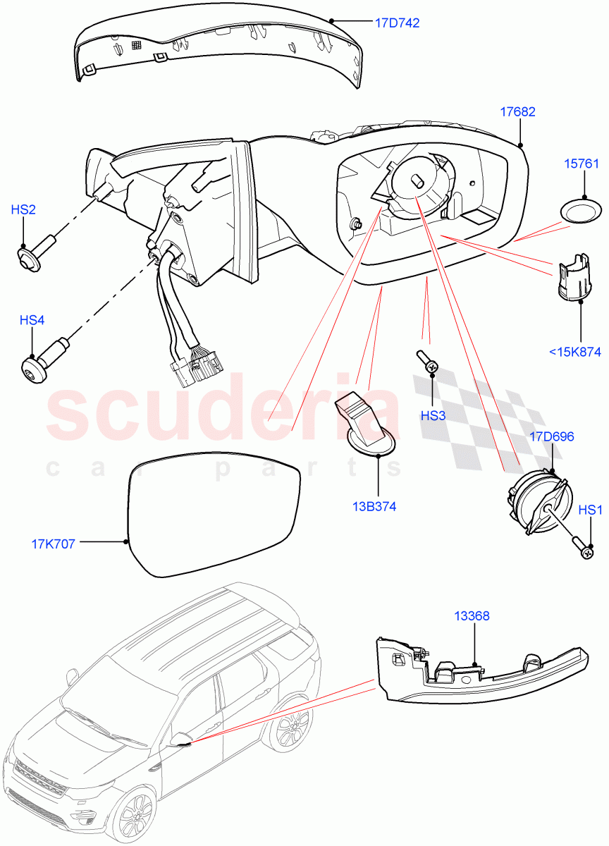Exterior Rear View Mirror (Halewood (UK)) ((V) FROMLH000001) of Land Rover Land Rover Discovery Sport (2015+) [2.0 Turbo Diesel]