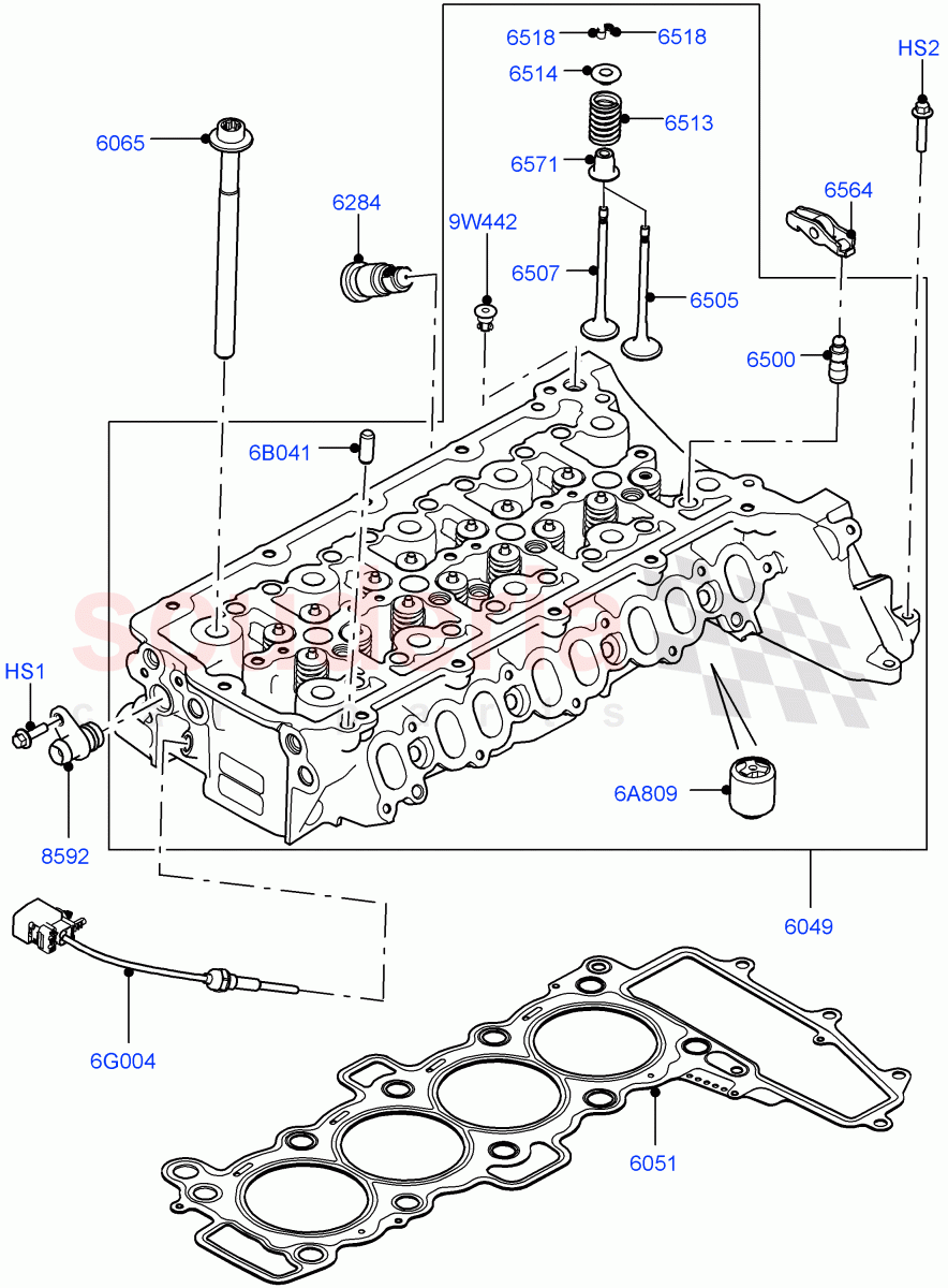 Cylinder Head(Solihull Plant Build)(2.0L I4 DSL HIGH DOHC AJ200,2.0L I4 DSL MID DOHC AJ200)((V)FROMHA000001) of Land Rover Land Rover Range Rover Sport (2014+) [2.0 Turbo Diesel]