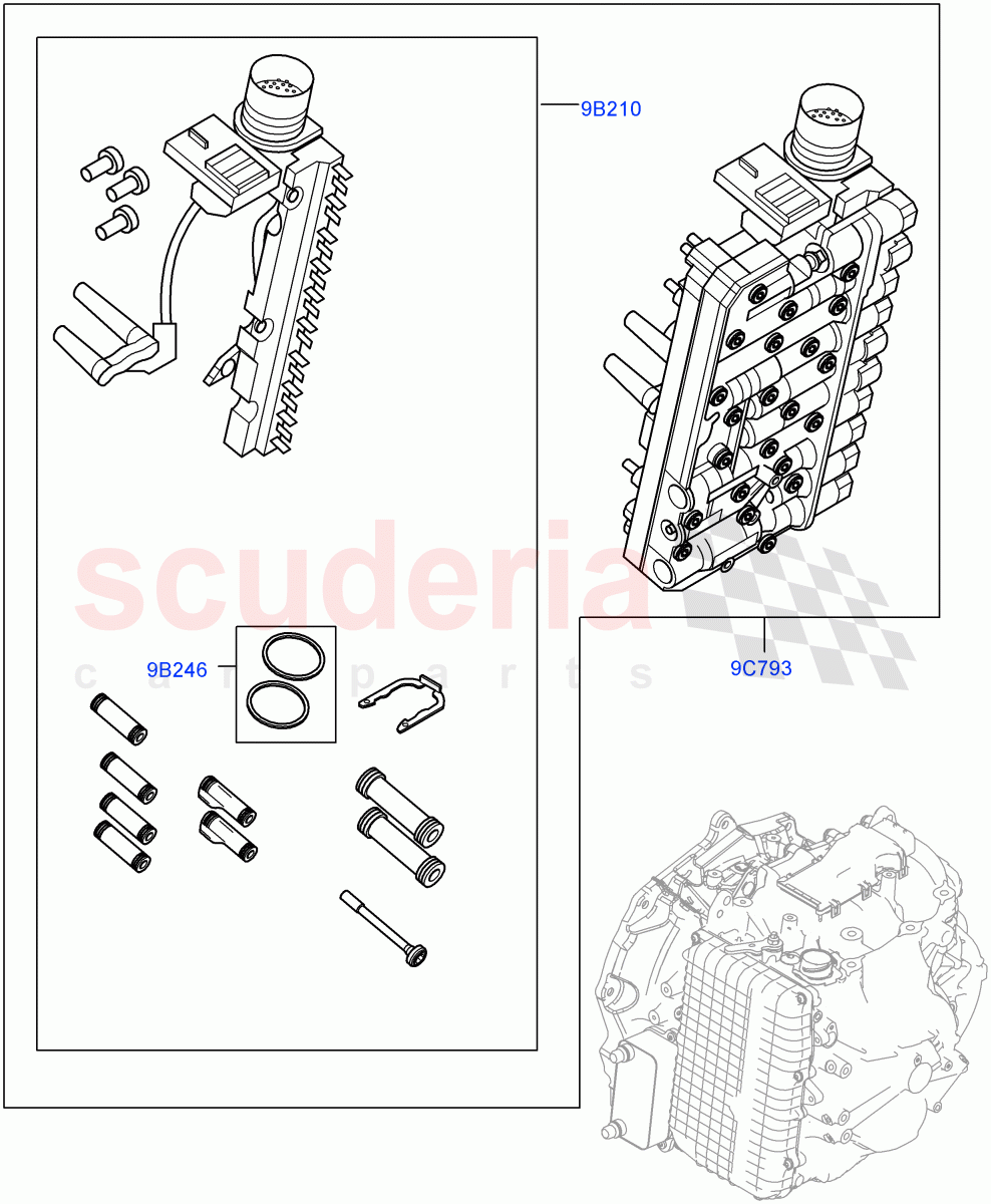 Valve Body - Main Control & Servo's (Hydraulic Control Unit Kit) (2.0L AJ20P4 Petrol Mid PTA, 9 Speed Auto Trans 9HP50, Changsu (China)) ((V) FROMKG006088) of Land Rover Land Rover Range Rover Evoque (2019+) [1.5 I3 Turbo Petrol AJ20P3]