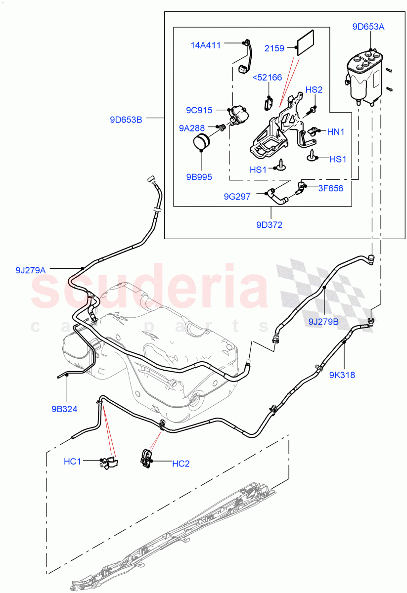 Fuel Lines(Rear)(5 Door,2.0L 16V TIVCT T/C 240PS Petrol,SULEV Requirements,Halewood (UK),3 Door,ULEV II Requirements,2.0L 16V TIVCT T/C Gen2 Petrol) of Land Rover Land Rover Range Rover Evoque (2012-2018) [2.0 Turbo Petrol GTDI]