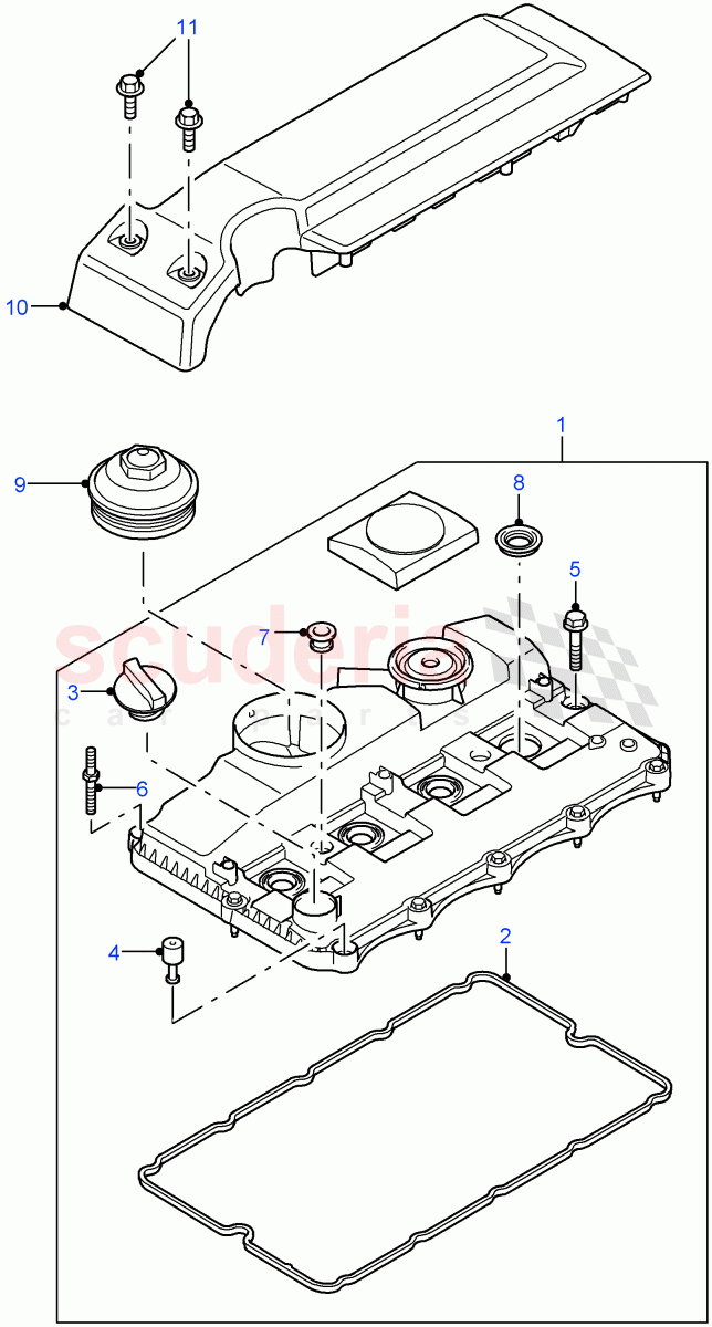 Cylinder Head Cover(2.4L Duratorq-TDCi HPCR(140PS)-Puma)((V)FROM7A000001,(V)TOBA999999) of Land Rover Land Rover Defender (2007-2016)