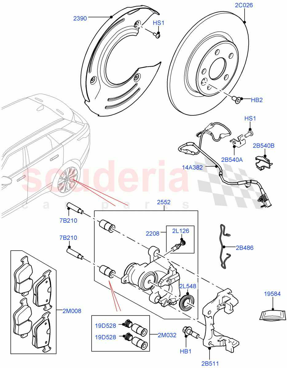 Rear Brake Discs And Calipers(Version - Core,Version - R-Dynamic) of Land Rover Land Rover Range Rover Velar (2017+) [2.0 Turbo Petrol AJ200P]