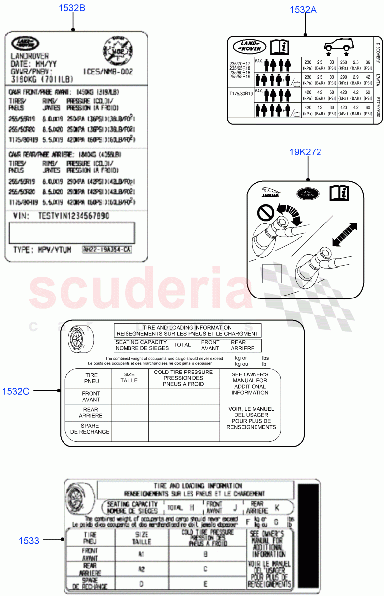 Labels((V)FROMAA000001) of Land Rover Land Rover Discovery 4 (2010-2016) [2.7 Diesel V6]