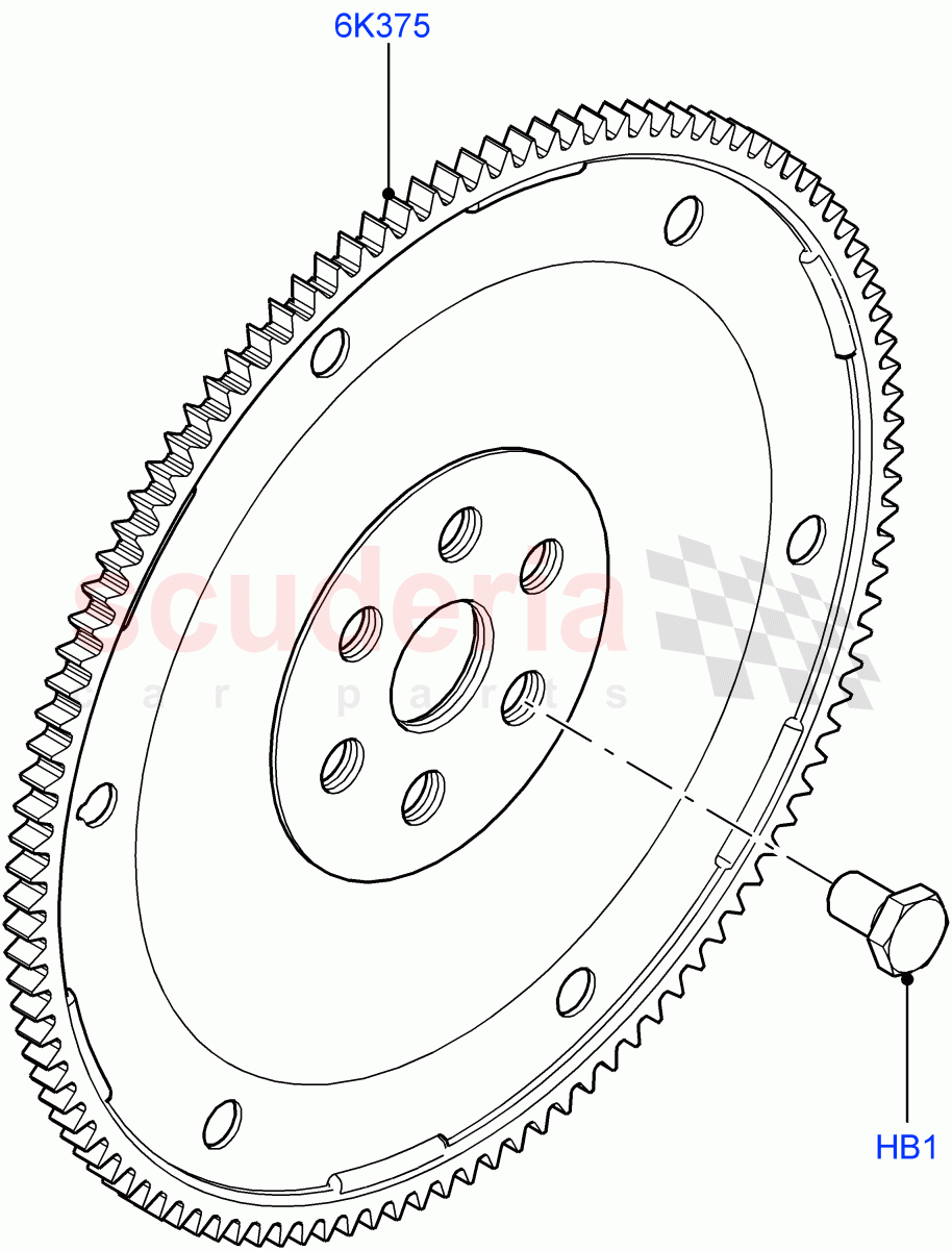 Flywheel (2.0L 16V TIVCT T/C Gen2 Petrol, Halewood (UK), 2.0L 16V TIVCT T/C 240PS Petrol) of Land Rover Land Rover Range Rover Evoque (2012-2018) [2.0 Turbo Petrol GTDI]