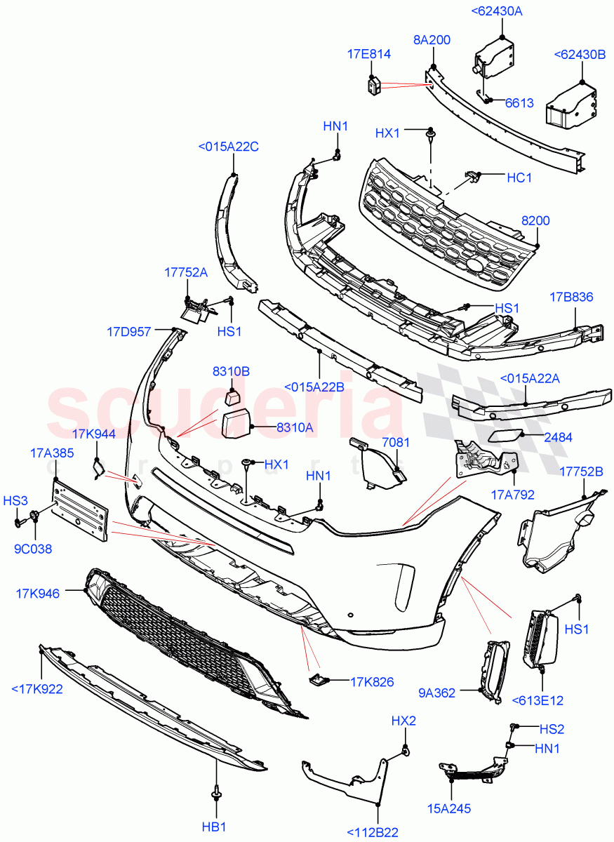 Radiator Grille And Front Bumper(Halewood (UK),Front Bumper - Painted Body Colour)((V)FROMLH000001) of Land Rover Land Rover Discovery Sport (2015+) [2.0 Turbo Petrol AJ200P]