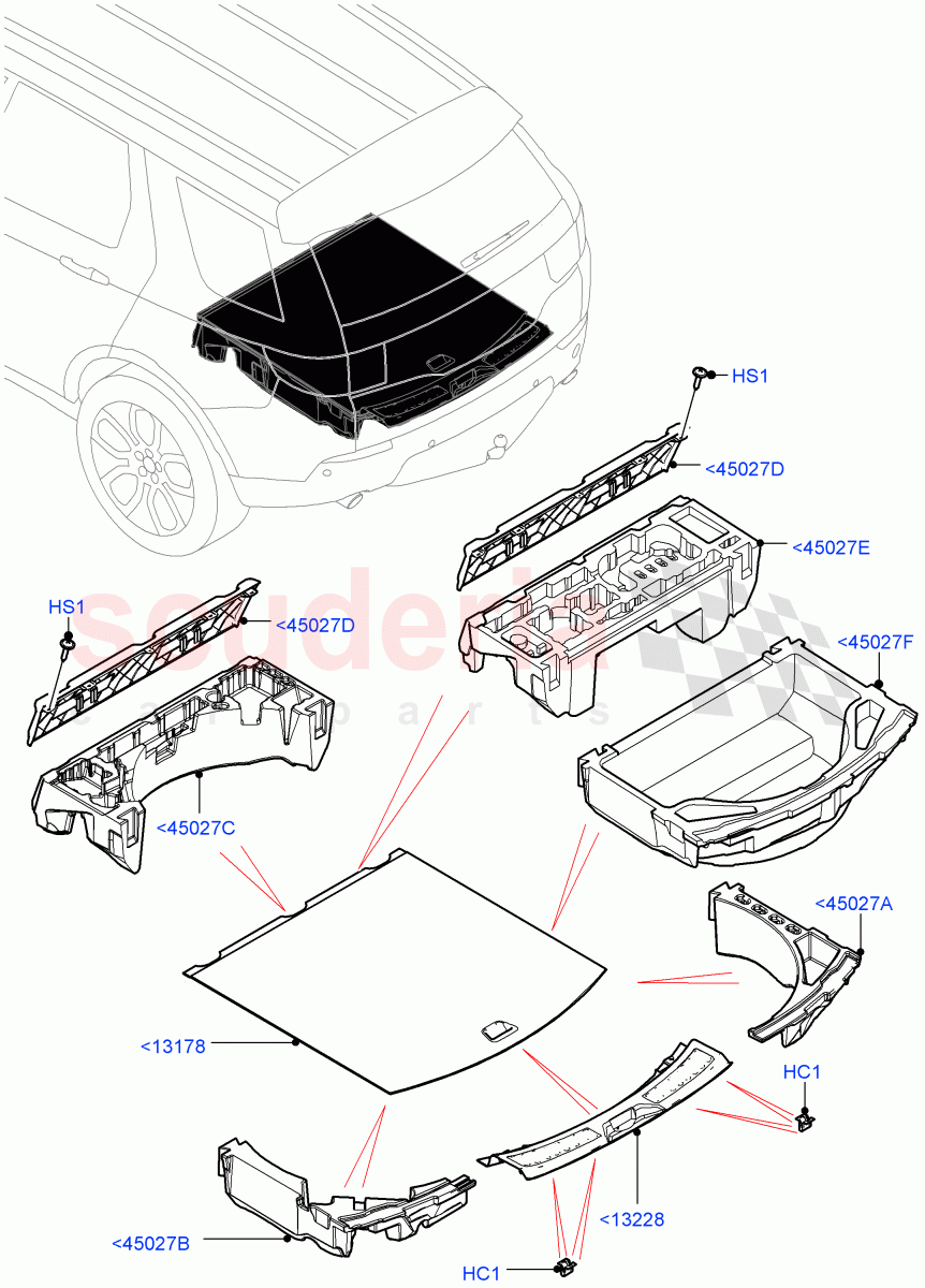 Load Compartment Trim(Floor)(Halewood (UK),Less 3rd Row Rear Seat,With 5 Seat Configuration) of Land Rover Land Rover Discovery Sport (2015+) [2.0 Turbo Petrol AJ200P]