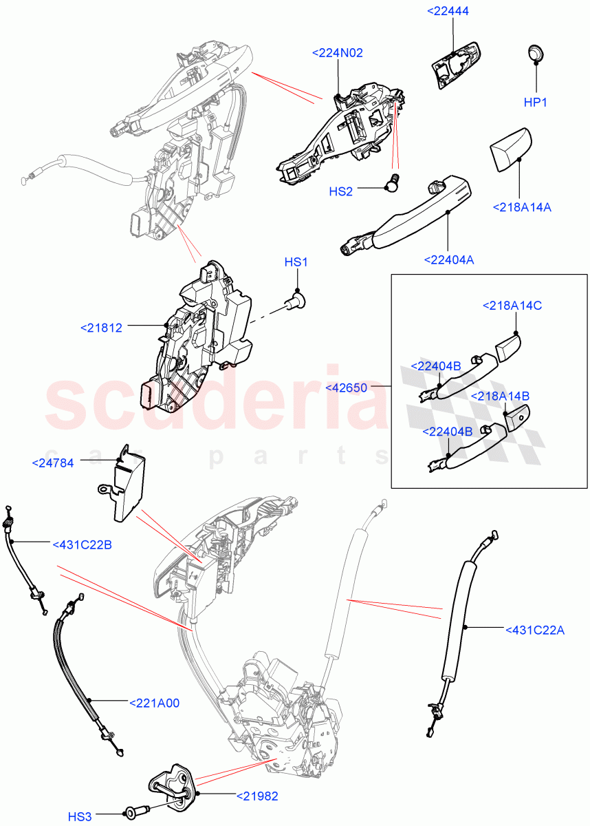Front Door Lock Controls (2 Door Convertible, Halewood (UK)) of Land Rover Land Rover Range Rover Evoque (2012-2018) [2.0 Turbo Petrol GTDI]