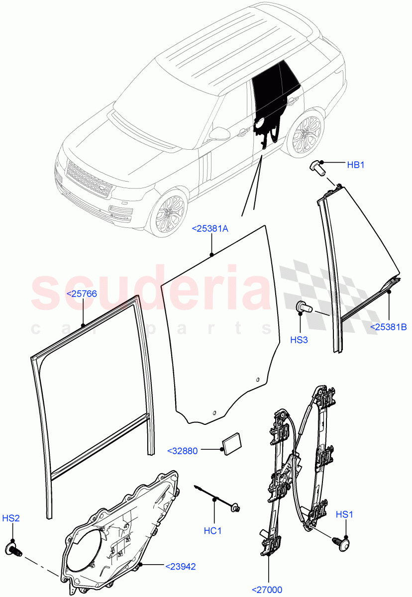 Rear Door Glass And Window Controls of Land Rover Land Rover Range Rover (2012-2021) [3.0 I6 Turbo Petrol AJ20P6]