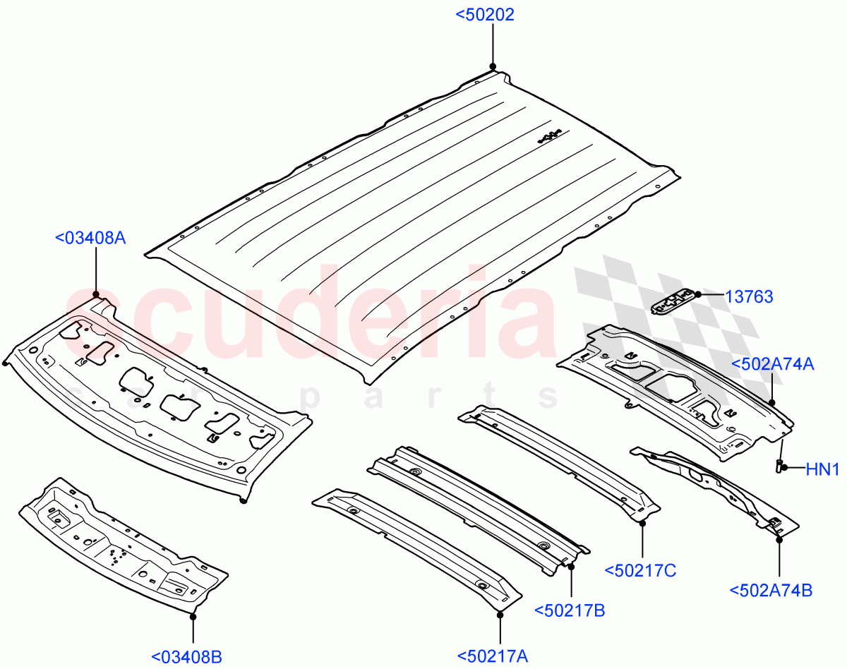 Roof - Sheet Metal (Short Wheelbase, Less Panorama Roof) of Land Rover Land Rover Defender (2020+) [3.0 I6 Turbo Diesel AJ20D6]