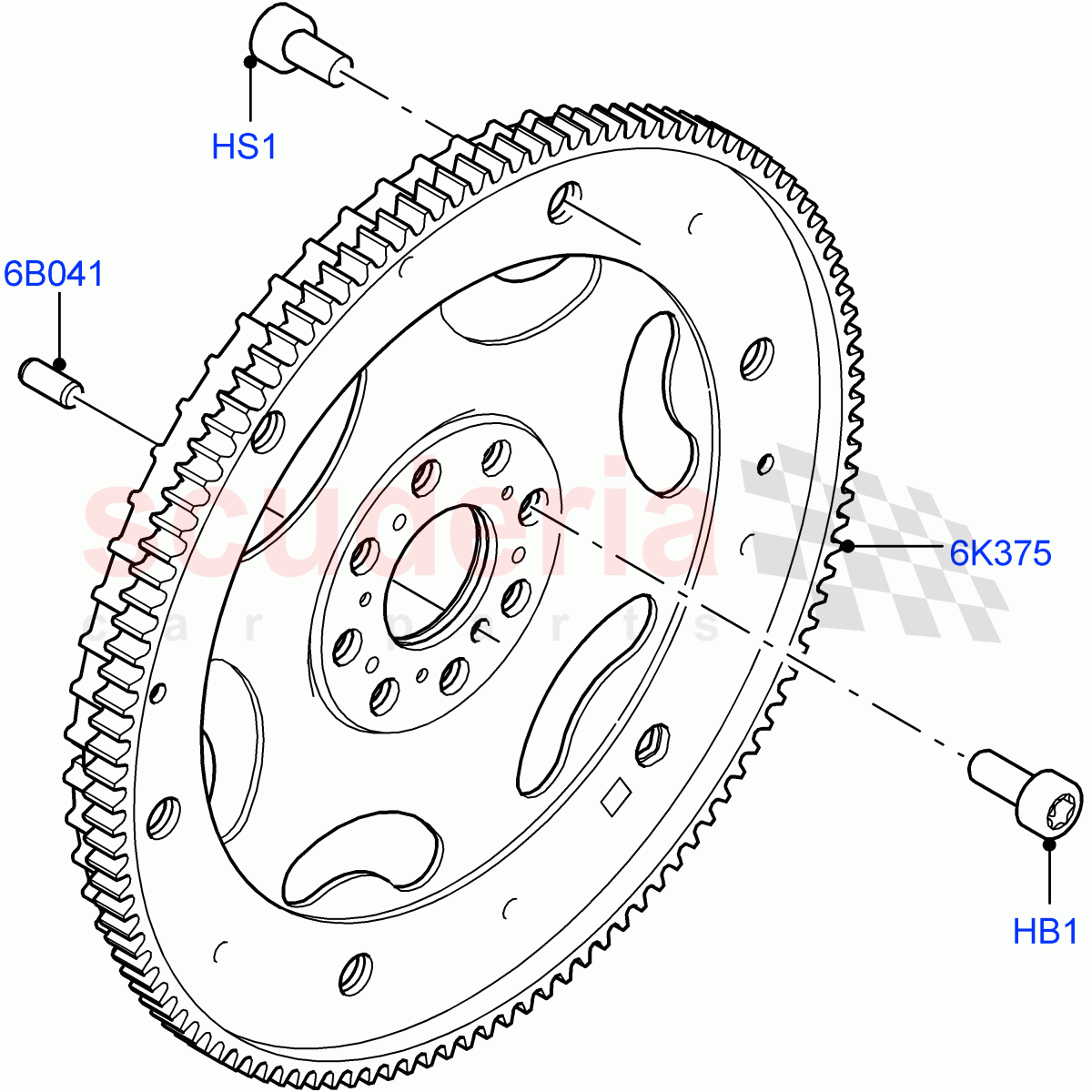 Flywheel (2.0L AJ20P4 Petrol Mid PTA, Changsu (China)) of Land Rover Land Rover Discovery Sport (2015+) [2.0 Turbo Petrol AJ200P]