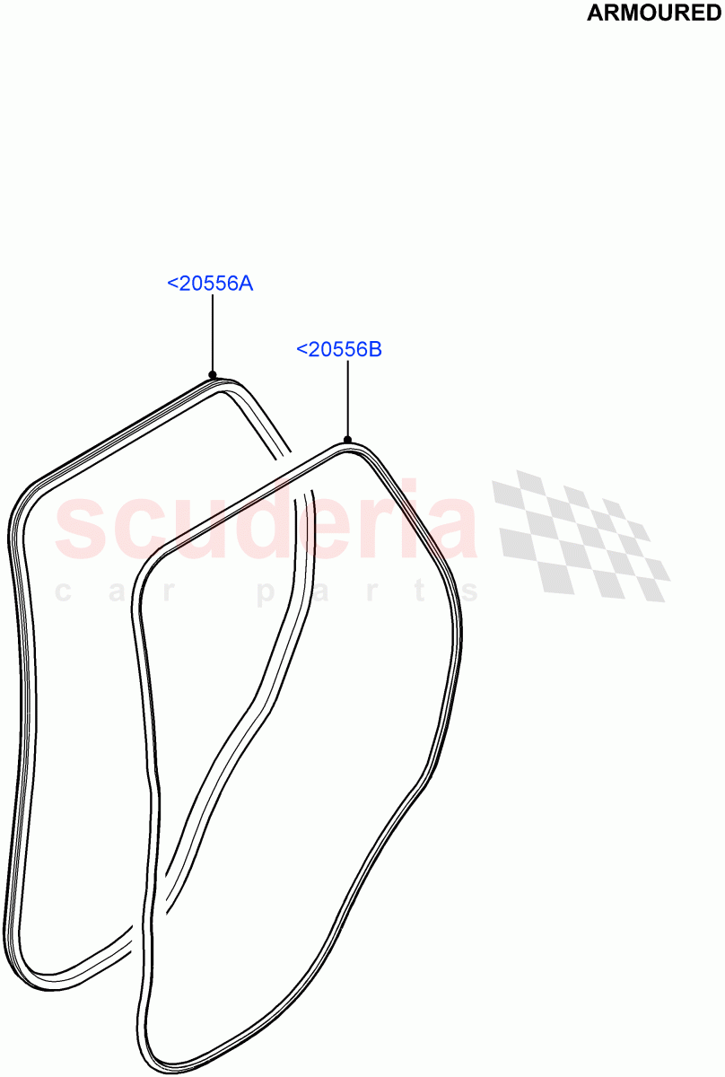 Rear Doors, Hinges & Weatherstrips(Weatherstrips And Seals, Finisher And Seals)(Armoured)((V)FROMEA000001) of Land Rover Land Rover Range Rover (2012-2021) [2.0 Turbo Petrol GTDI]