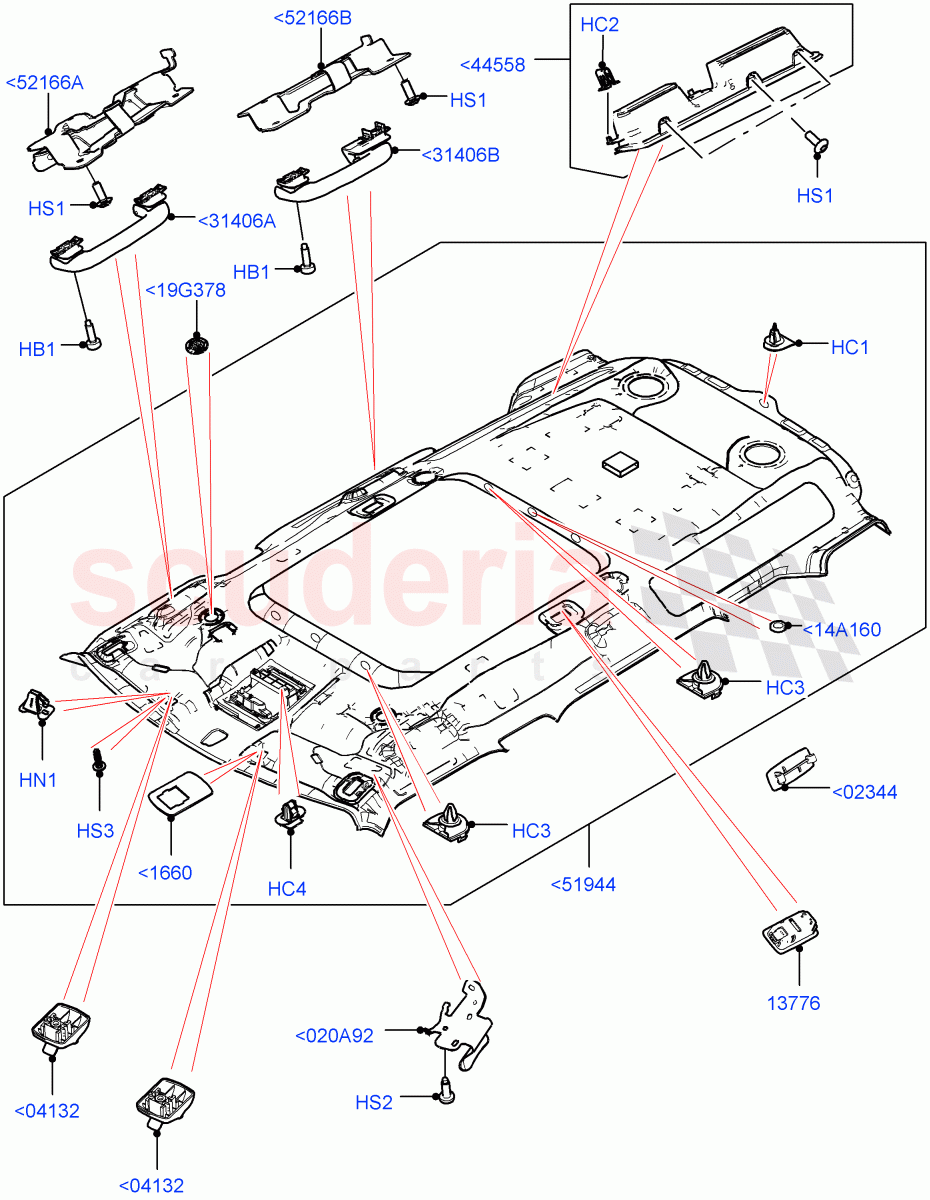 Headlining And Sun Visors(Headlining)(Standard Wheelbase,Roof - Canvas Folding,With Roof Conversion-Panorama Power) of Land Rover Land Rover Defender (2020+) [3.0 I6 Turbo Diesel AJ20D6]