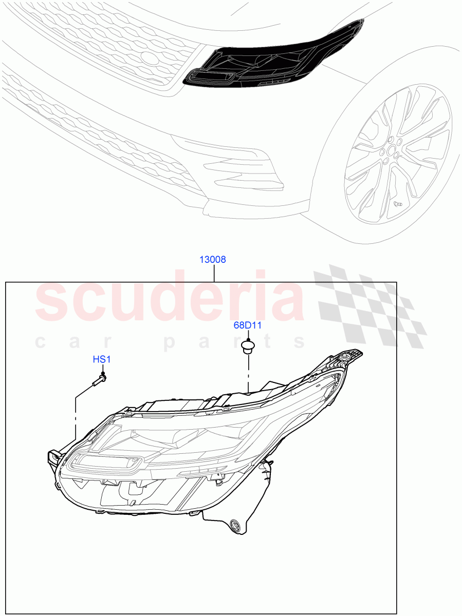 Headlamps And Front Flasher Lamps of Land Rover Land Rover Range Rover Velar (2017+) [5.0 OHC SGDI SC V8 Petrol]