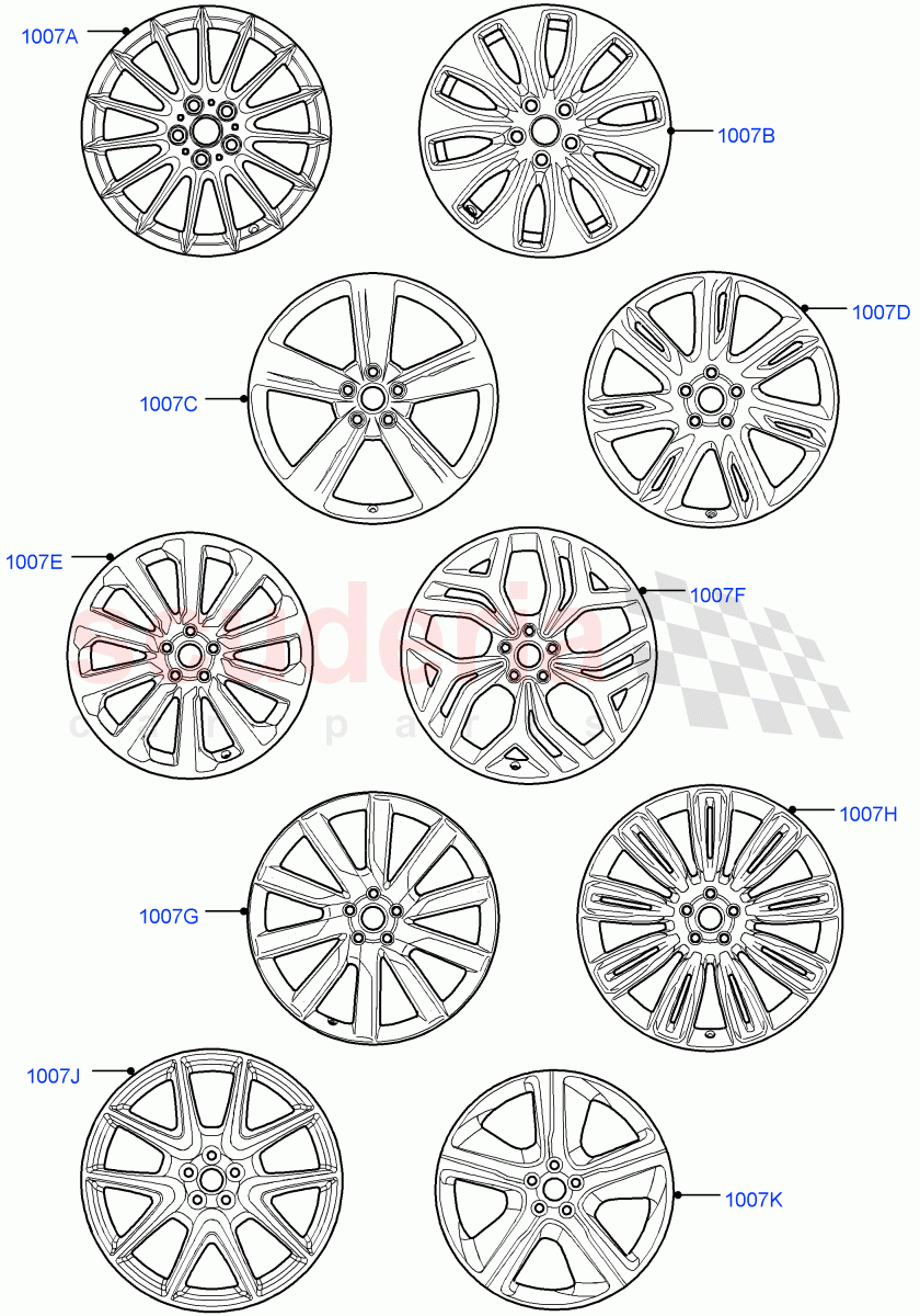 Wheels(Version - Core,Version - R-Dynamic) of Land Rover Land Rover Range Rover Velar (2017+) [3.0 I6 Turbo Diesel AJ20D6]