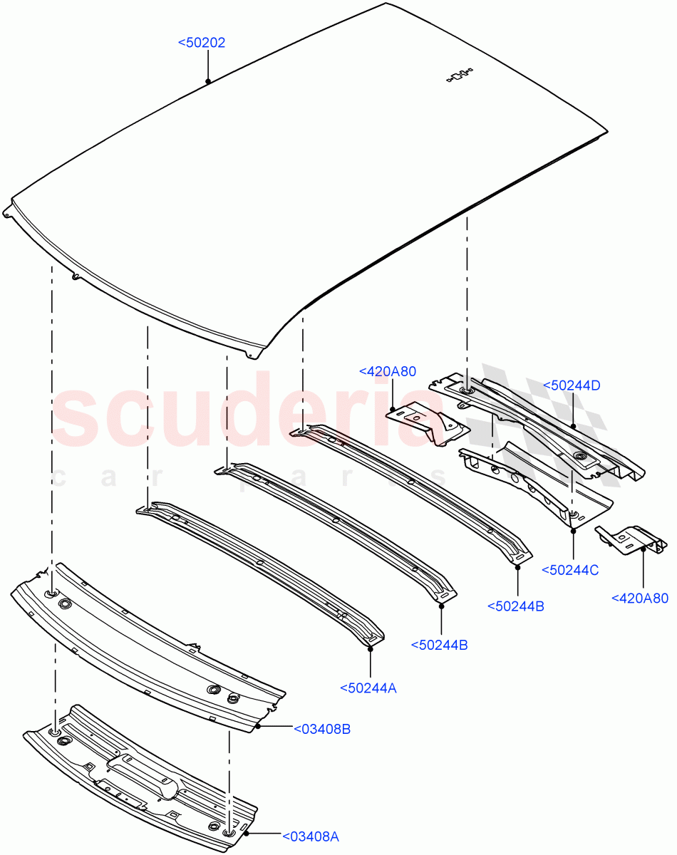 Roof - Sheet Metal(Less Panorama Roof,Halewood (UK)) of Land Rover Land Rover Range Rover Evoque (2019+) [2.0 Turbo Petrol AJ200P]