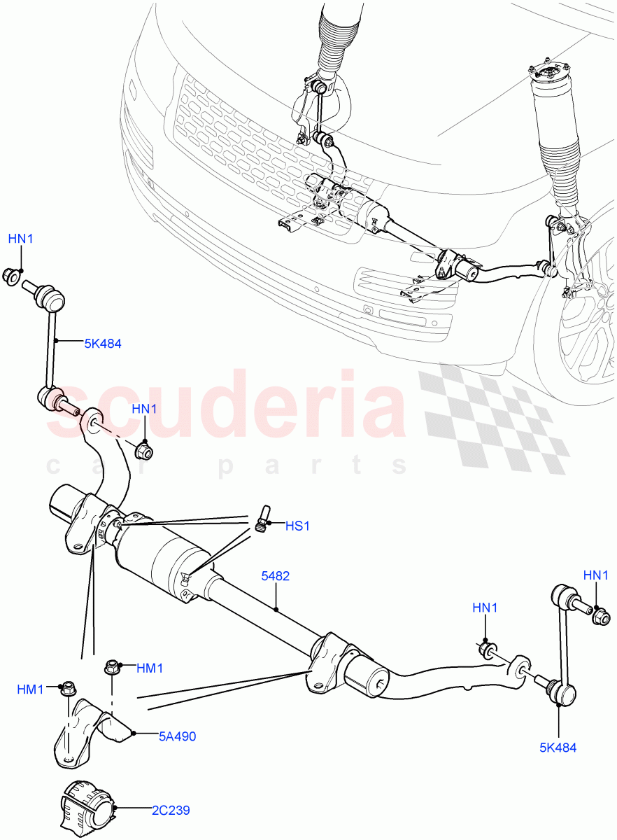 Active Anti-Roll Bar System(Front, Stabilizer Bar)(4.4L DOHC DITC V8 Diesel,With ACE Suspension,5.0L P AJ133 DOHC CDA S/C Enhanced,5.0 Petrol AJ133 DOHC CDA,5.0L OHC SGDI SC V8 Petrol - AJ133)((V)TOJA999999) of Land Rover Land Rover Range Rover (2012-2021) [4.4 DOHC Diesel V8 DITC]