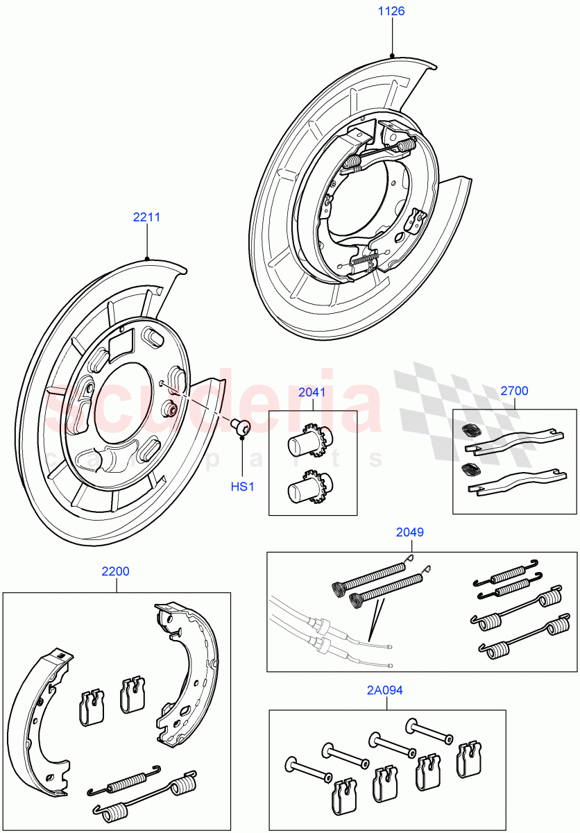 Parking Brake(Brake Shoes)((V)FROMAA000001,(V)TOBA583709) of Land Rover Land Rover Discovery 4 (2010-2016) [3.0 DOHC GDI SC V6 Petrol]