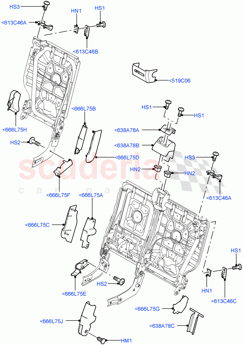 Rear Seat Frame (Finishers) (With 65/35 Split Fold Rear Seat) ((V) FROMAA000001) of Land Rover Land Rover Discovery 4 (2010-2016) [5.0 OHC SGDI NA V8 Petrol]