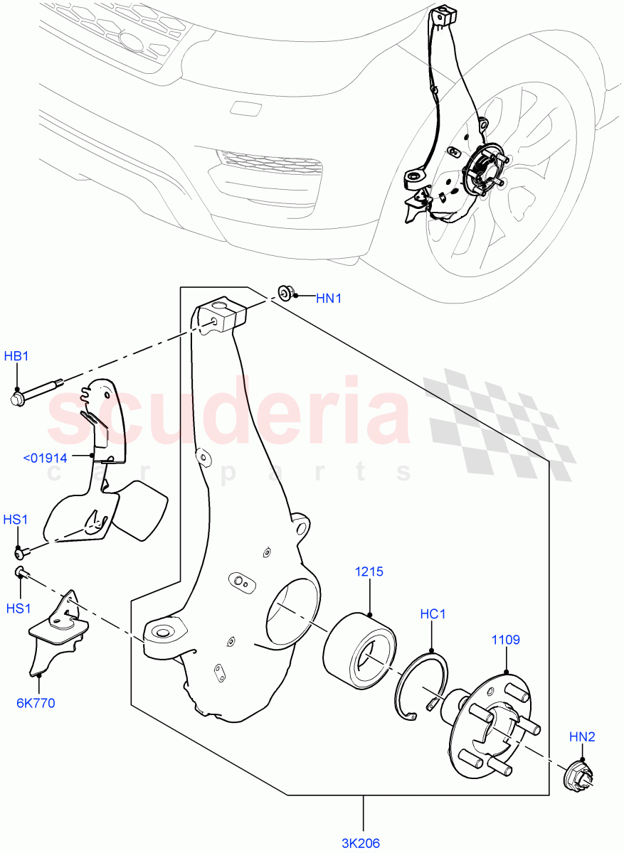 Front Knuckle And Hub of Land Rover Land Rover Range Rover Sport (2014+) [2.0 Turbo Petrol AJ200P]