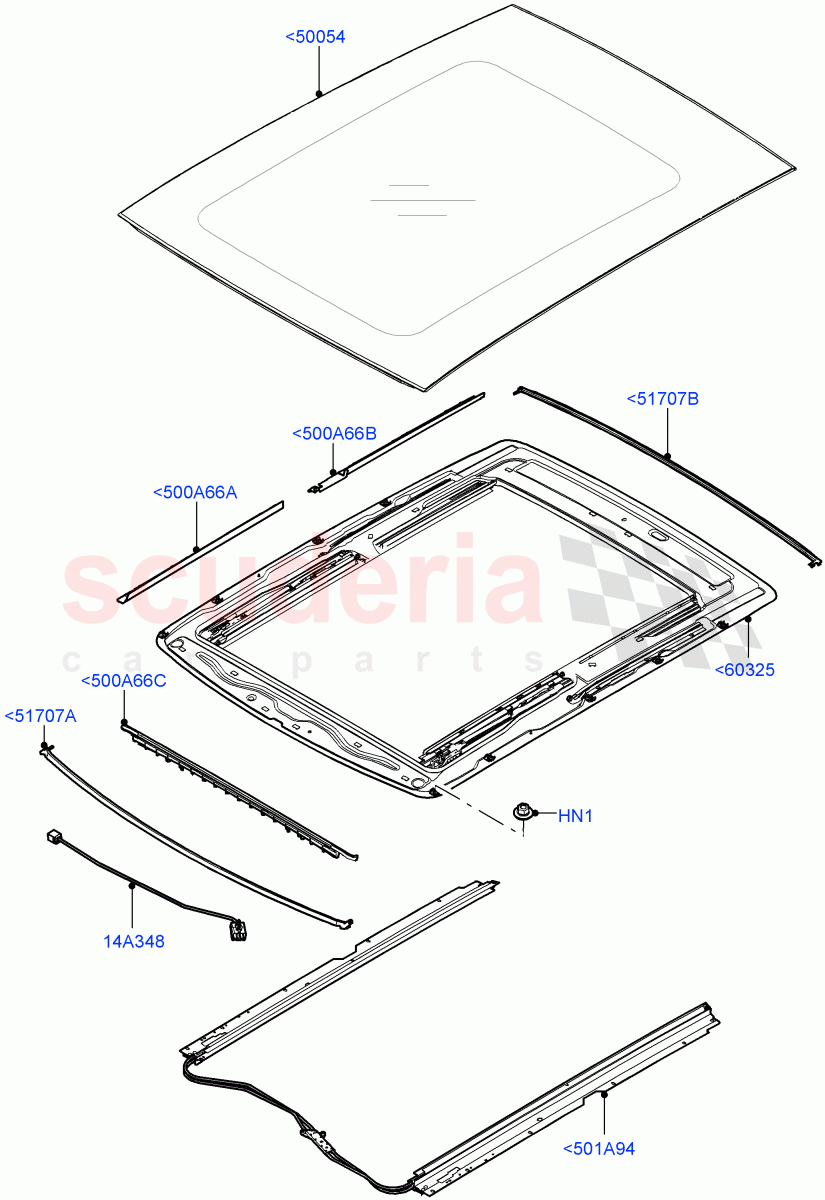 Sliding Roof Mechanism And Controls(Sunroof Frame)(With Roof Conversion-Panorama Roof)((V)FROMFA000001) of Land Rover Land Rover Range Rover (2012-2021) [2.0 Turbo Petrol GTDI]