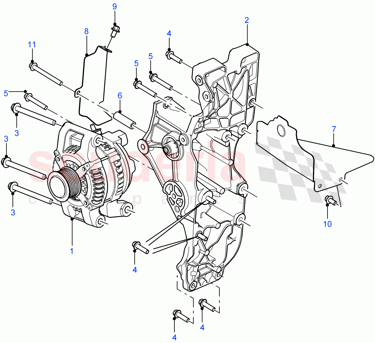 Alternator(2.2L 16V TC I4 DSL 122PS PUMA)((V)FROMCA000001) of Land Rover Land Rover Defender (2007-2016)