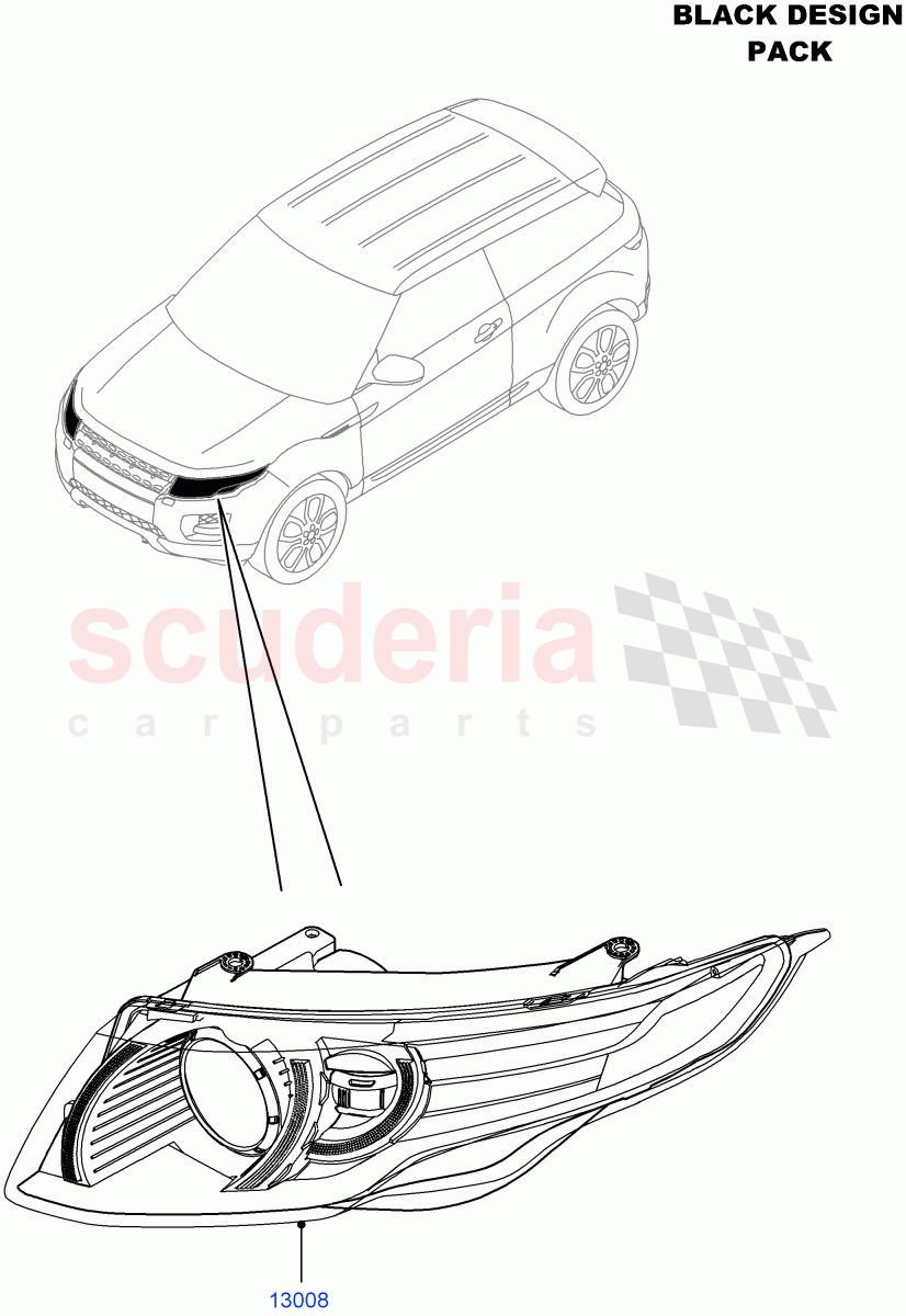 Headlamps And Front Flasher Lamps(Halewood (UK),Smoked Glass Front Lamp Lens,Black Pack) of Land Rover Land Rover Range Rover Evoque (2012-2018) [2.0 Turbo Diesel]