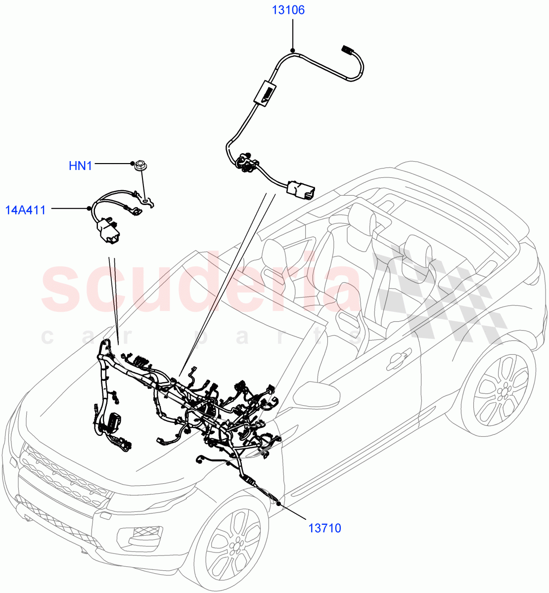 Electrical Wiring - Engine And Dash(Facia)(2 Door Convertible,Halewood (UK))((V)FROMGH000001) of Land Rover Land Rover Range Rover Evoque (2012-2018) [2.0 Turbo Petrol AJ200P]