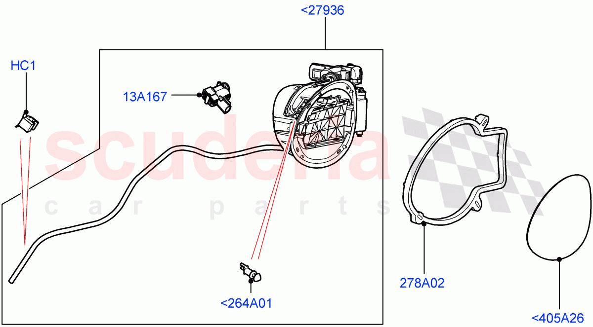 Fuel Tank Filler Door And Controls(Halewood (UK)) of Land Rover Land Rover Range Rover Evoque (2012-2018) [2.0 Turbo Diesel]