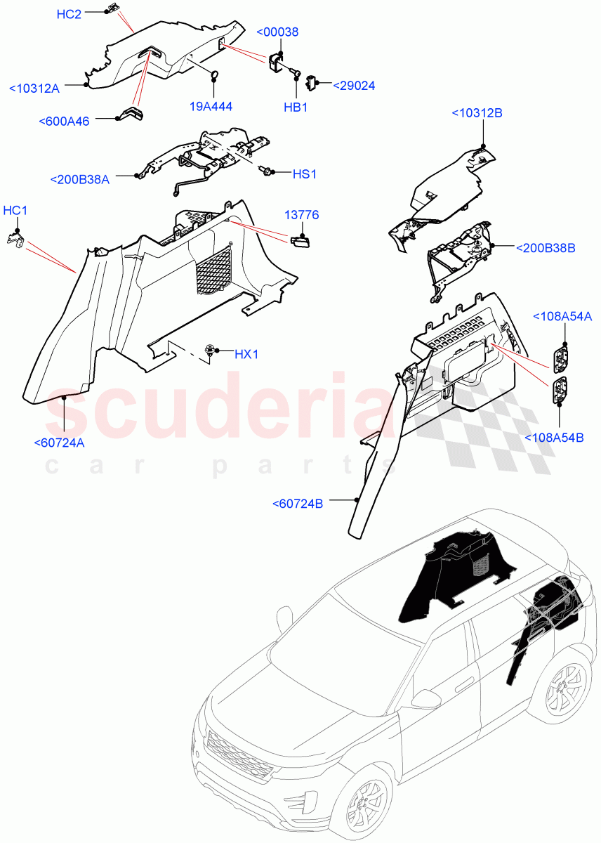 Side Trim(Luggage Compartment)(Changsu (China)) of Land Rover Land Rover Range Rover Evoque (2019+) [2.0 Turbo Diesel AJ21D4]