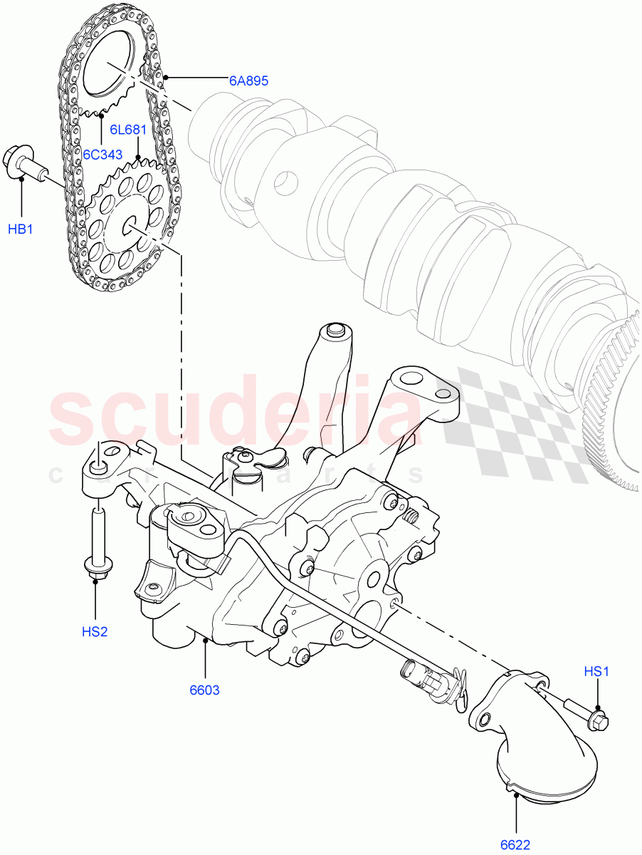 Oil Pump (2.0L I4 High DOHC AJ200 Petrol, Changsu (China), 2.0L I4 Mid DOHC AJ200 Petrol) of Land Rover Land Rover Range Rover Evoque (2012-2018) [2.0 Turbo Petrol AJ200P]