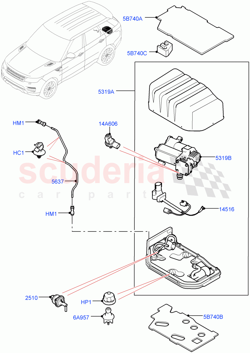 Air Suspension Compressor And Lines (Compressor Assy) (2.0L AJ200P Hi PHEV) ((V) FROMJA000001) of Land Rover Land Rover Range Rover Sport (2014+) [5.0 OHC SGDI SC V8 Petrol]