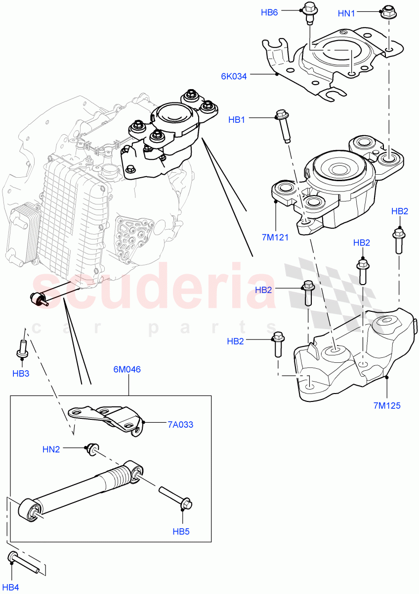 Transmission Mounting(2.0L 16V TIVCT T/C 240PS Petrol,9 Speed Auto AWD,Changsu (China))((V)FROMFG000001) of Land Rover Land Rover Discovery Sport (2015+) [2.0 Turbo Diesel AJ21D4]