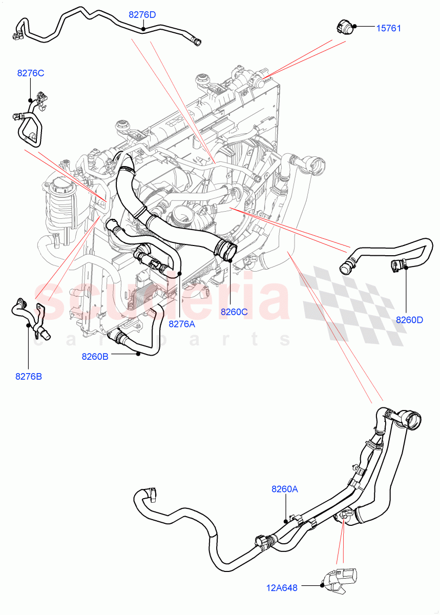 Cooling System Pipes And Hoses(Nitra Plant Build)(2.0L I4 DSL HIGH DOHC AJ200,Less Engine Cooling System)((V)FROMK2000001) of Land Rover Land Rover Discovery 5 (2017+) [2.0 Turbo Diesel]