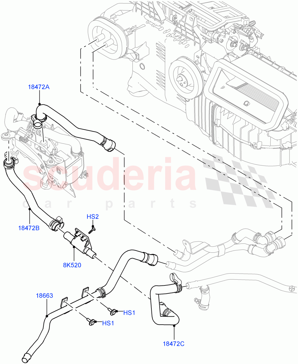 Heater Hoses(Front)(3.0 V6 Diesel,With Fuel Fired Heater)((V)TOHA999999) of Land Rover Land Rover Range Rover (2012-2021) [2.0 Turbo Petrol AJ200P]