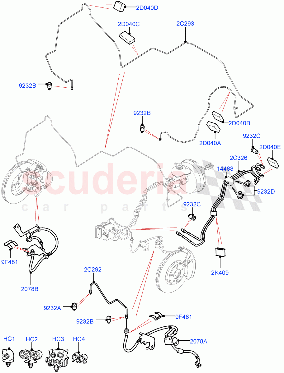 Front Brake Pipes(Nitra Plant Build)(LHD)((V)FROMK2000001,(V)TOL2999999) of Land Rover Land Rover Discovery 5 (2017+) [2.0 Turbo Petrol AJ200P]