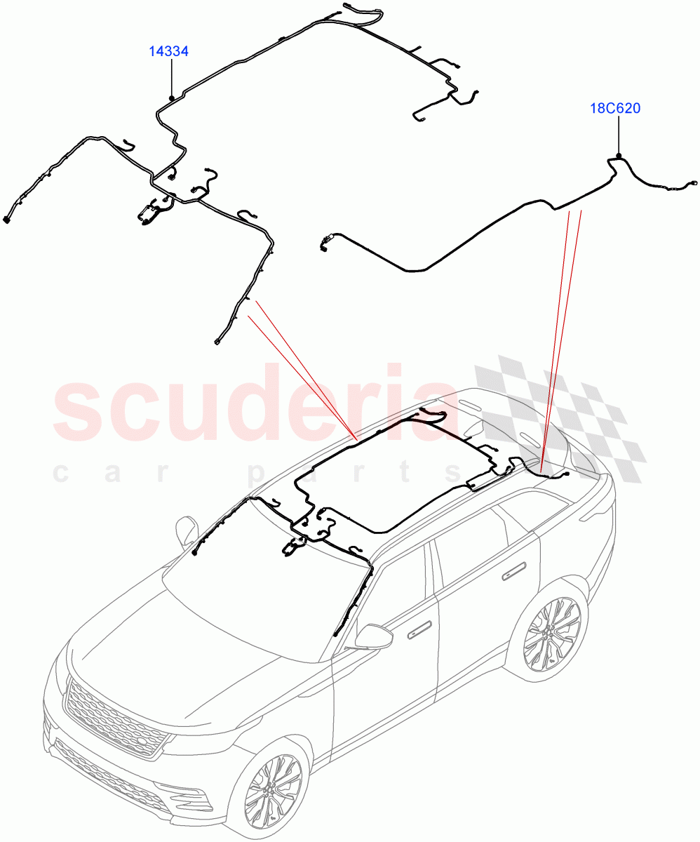 Electrical Wiring - Body And Rear (Roof) ((V) TOLA999999) of Land Rover Land Rover Range Rover Velar (2017+) [5.0 OHC SGDI SC V8 Petrol]