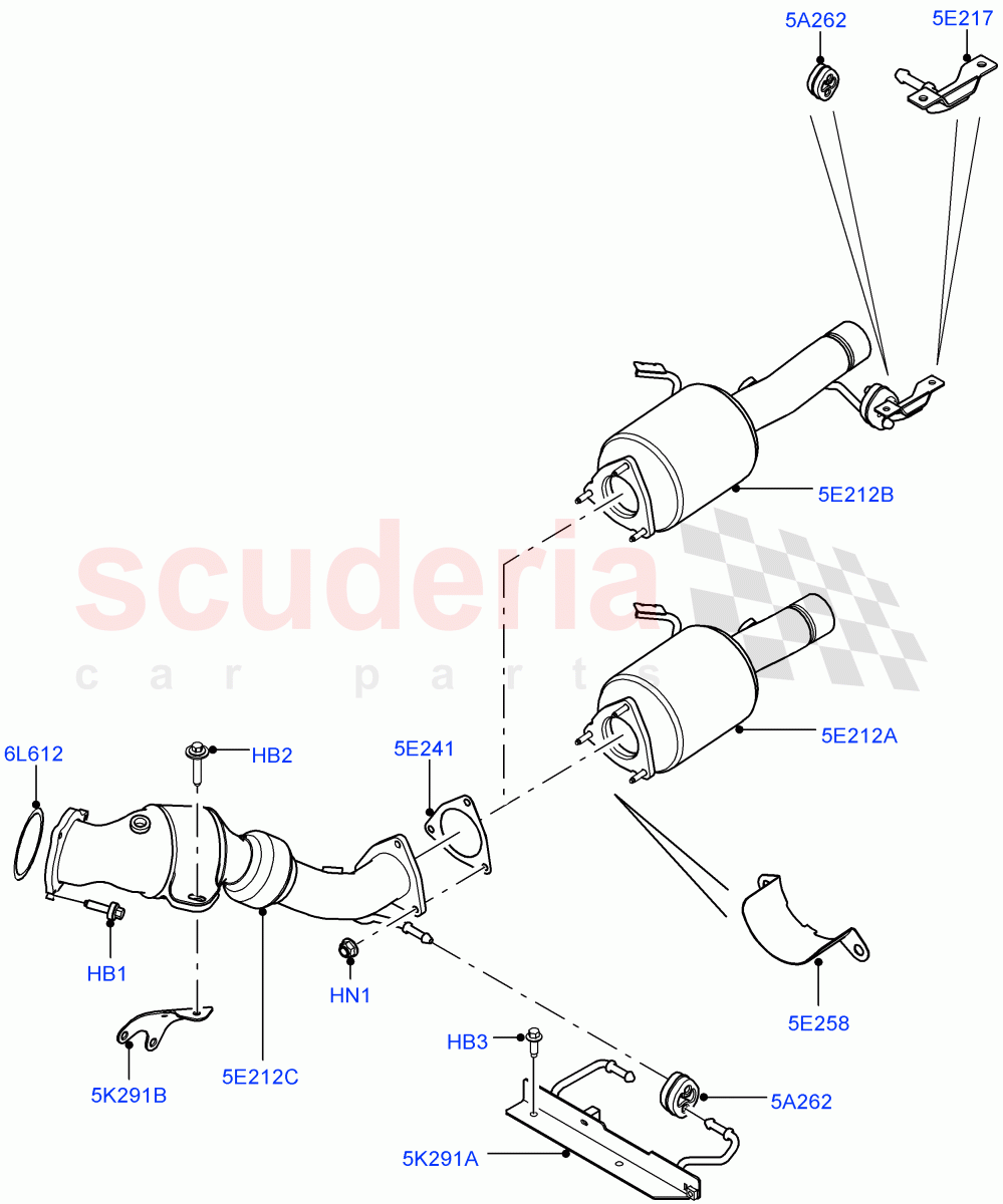 Exhaust System(Front Section)(2.0L 16V TIVCT T/C Gen2 Petrol,Halewood (UK)) of Land Rover Land Rover Discovery Sport (2015+) [2.0 Turbo Petrol GTDI]