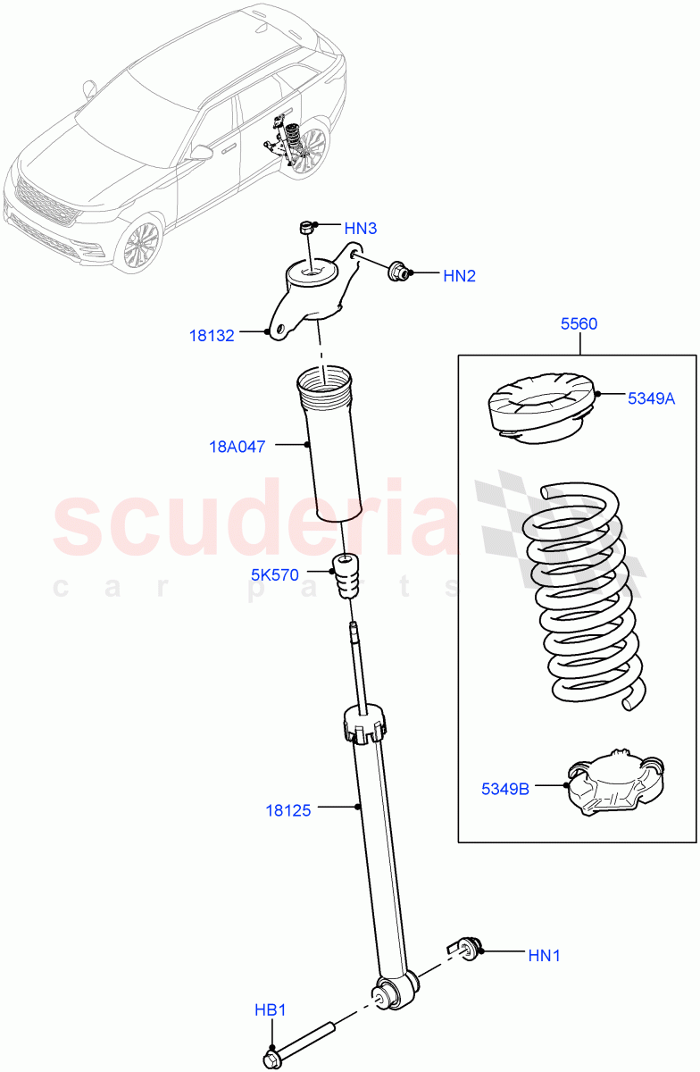 Rear Springs And Shock Absorbers(With Standard Duty Coil Spring Susp)((V)TOLA999999) of Land Rover Land Rover Range Rover Velar (2017+) [3.0 I6 Turbo Diesel AJ20D6]