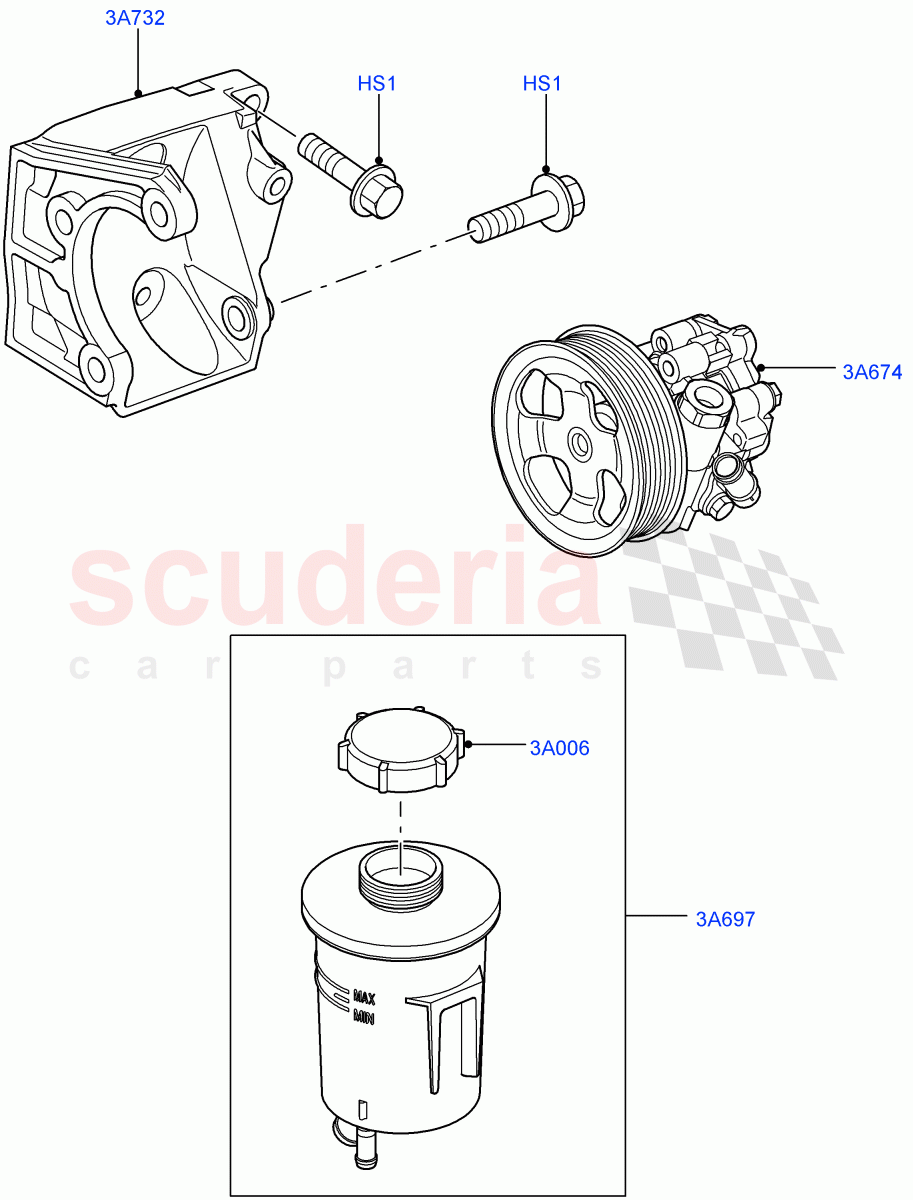 Power Steering Pump Mounting(Lion Diesel 2.7 V6 (140KW))((V)TO9A999999) of Land Rover Land Rover Range Rover Sport (2005-2009) [3.6 V8 32V DOHC EFI Diesel]