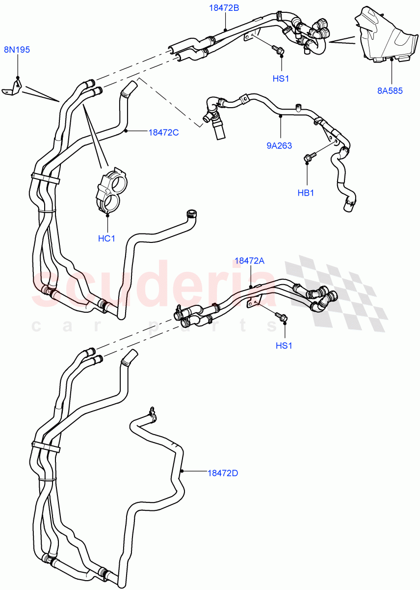Heater Hoses (Front) (Lion Diesel 2.7 V6 (140KW)) ((V) FROMAA000001) of Land Rover Land Rover Discovery 4 (2010-2016) [3.0 Diesel 24V DOHC TC]